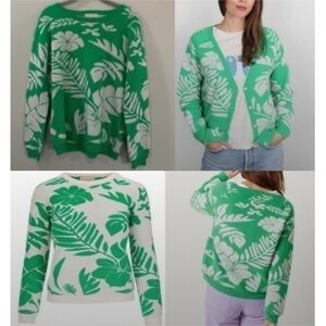 Jumper1234 Sweater Crewneck in Hawaiian Green Print
